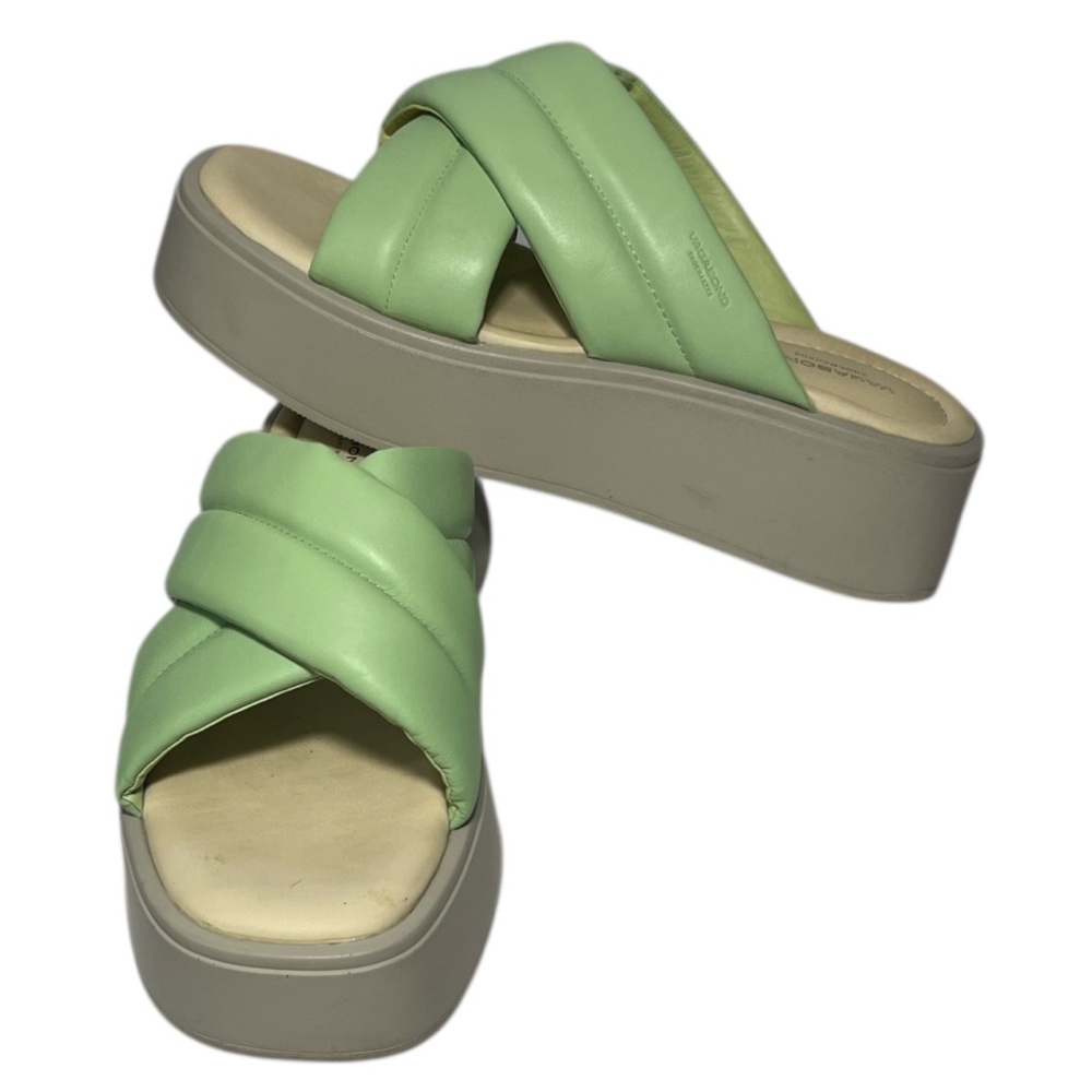 Vagabond Courtney Cross Strap Platform Slide Sandals Mint Green Women’s 10/40